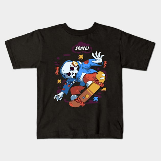 skater skull Kids T-Shirt by snoddyshop